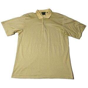 VTG BOBBY JONES Men XL GOLF BALL & TEE GEO Yellow Double Mercerized Cotton Polo